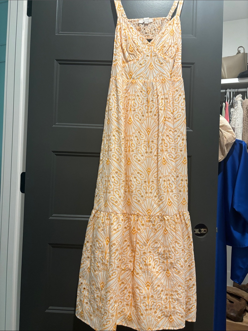 LOFT Yellow and White Printed Maxi Dress
